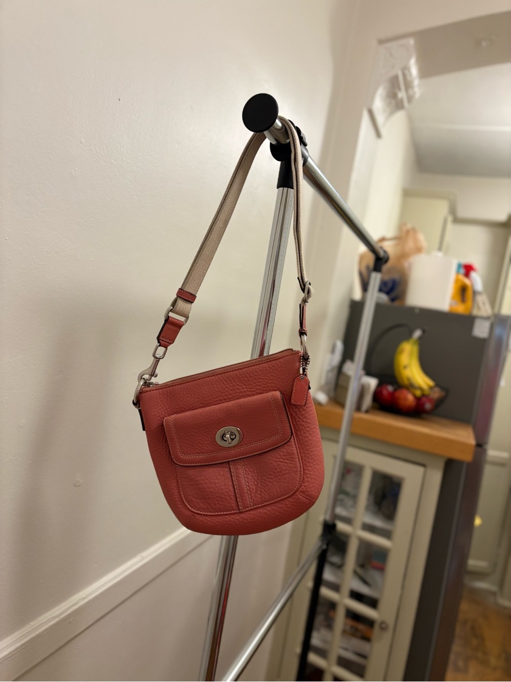 Coach Coral Leather Crossbody with Front Turn-Lock